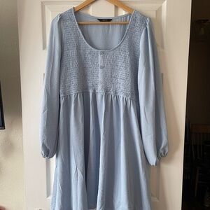 Light Blue Smocked Mini Dress